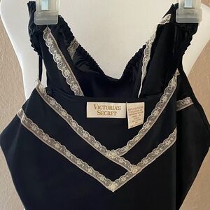 Victoria's Secret Black and Cream Lace Chemise